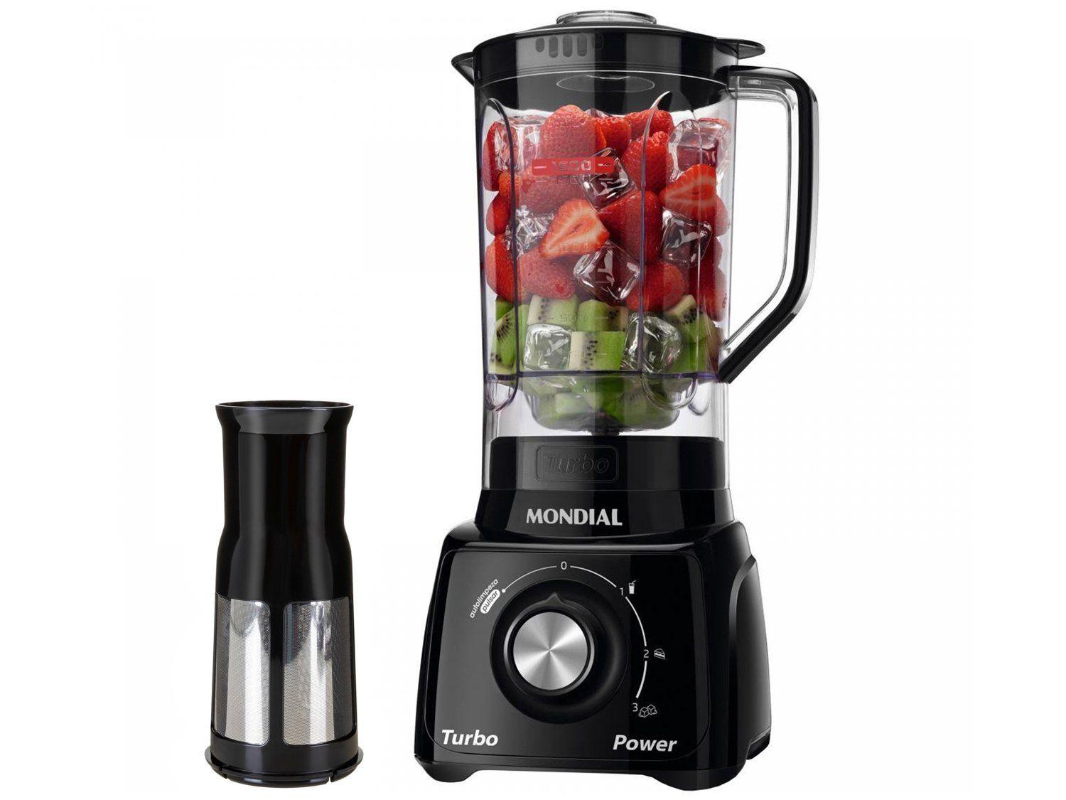 Liquidificador Mondial Turbo Power L-99-FB - Preto com Filtro 3 Velocidades 550W