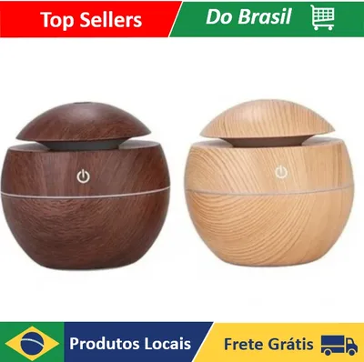 Mini Umidificador de Ar e Aromatizador de Ambientes Tipo Madeira