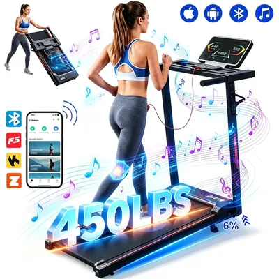 Esteira Elétrica Ergométrica Dobrável Residencial Corrida Com música via Bluetooth e aplicativos,Velocidade 1-14km/h