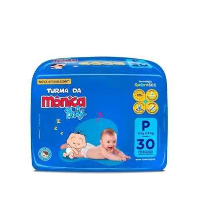 Fralda Turma da Mônica Baby Tam. P 3 a 5kg - 30 Unidades