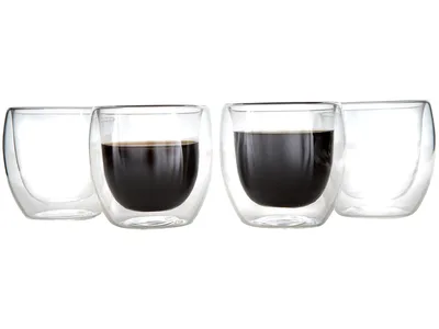 Jogo de Copos de Vidro de Café Parede Dupla 80ml 4 Peças Haus Concept Inspire