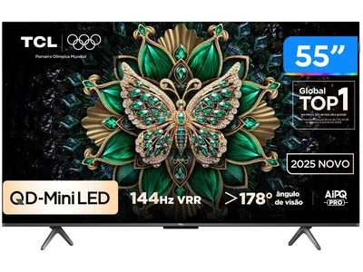 Smart TV 55" TCL 4K UHD MiniLED 55C6K 120Hz Google TV AiPQ Google Assistente 4 HDMI 2 USB