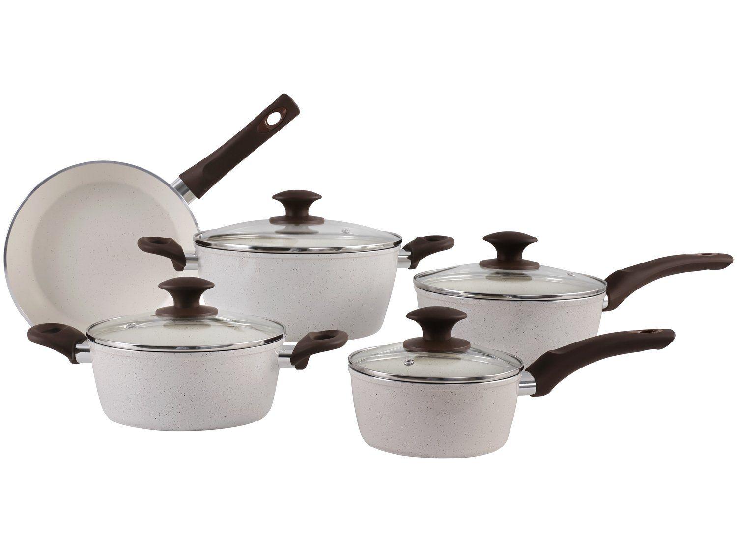 Jogo de Panelas Brinox Cerâmico de Alumínio Vanilla 5 Peças Optima Essentials Ceramic Life