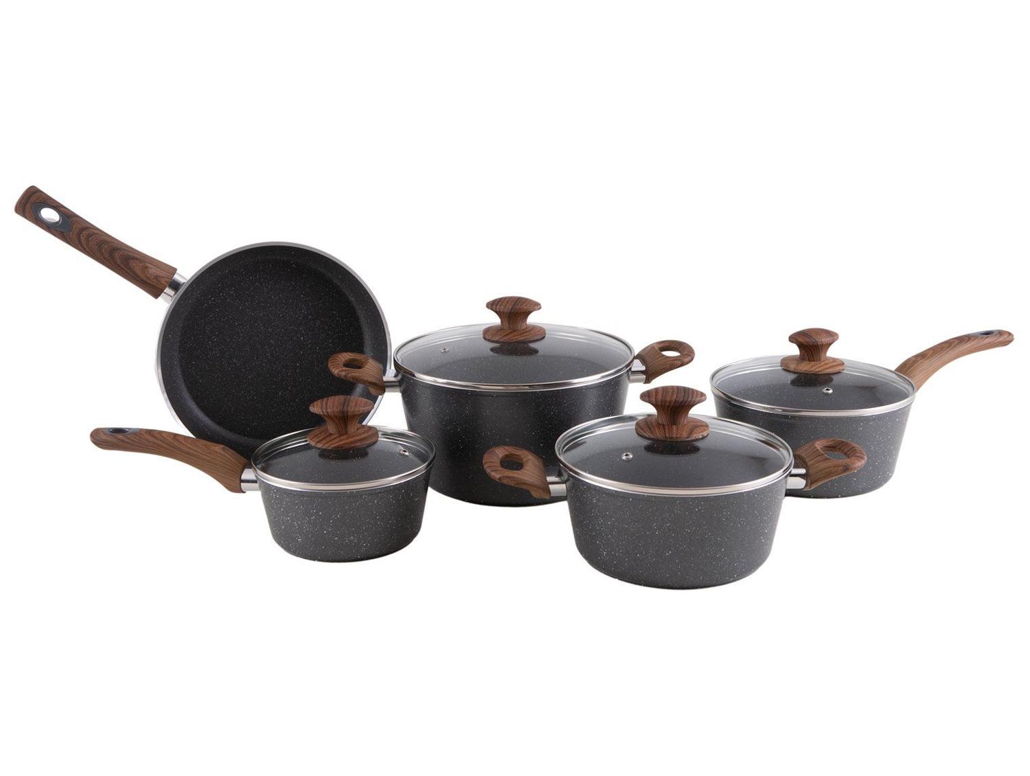 Jogo de Panelas Brinox de Alumínio Stone&Wood Cinza 5 Peças Optima