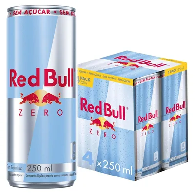 Red Bull Energético Zero Sem Açúcar 250ml 4 latas