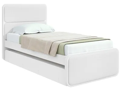Cama de Solteiro com Cama Auxiliar Móveis Lopas Loop Branca