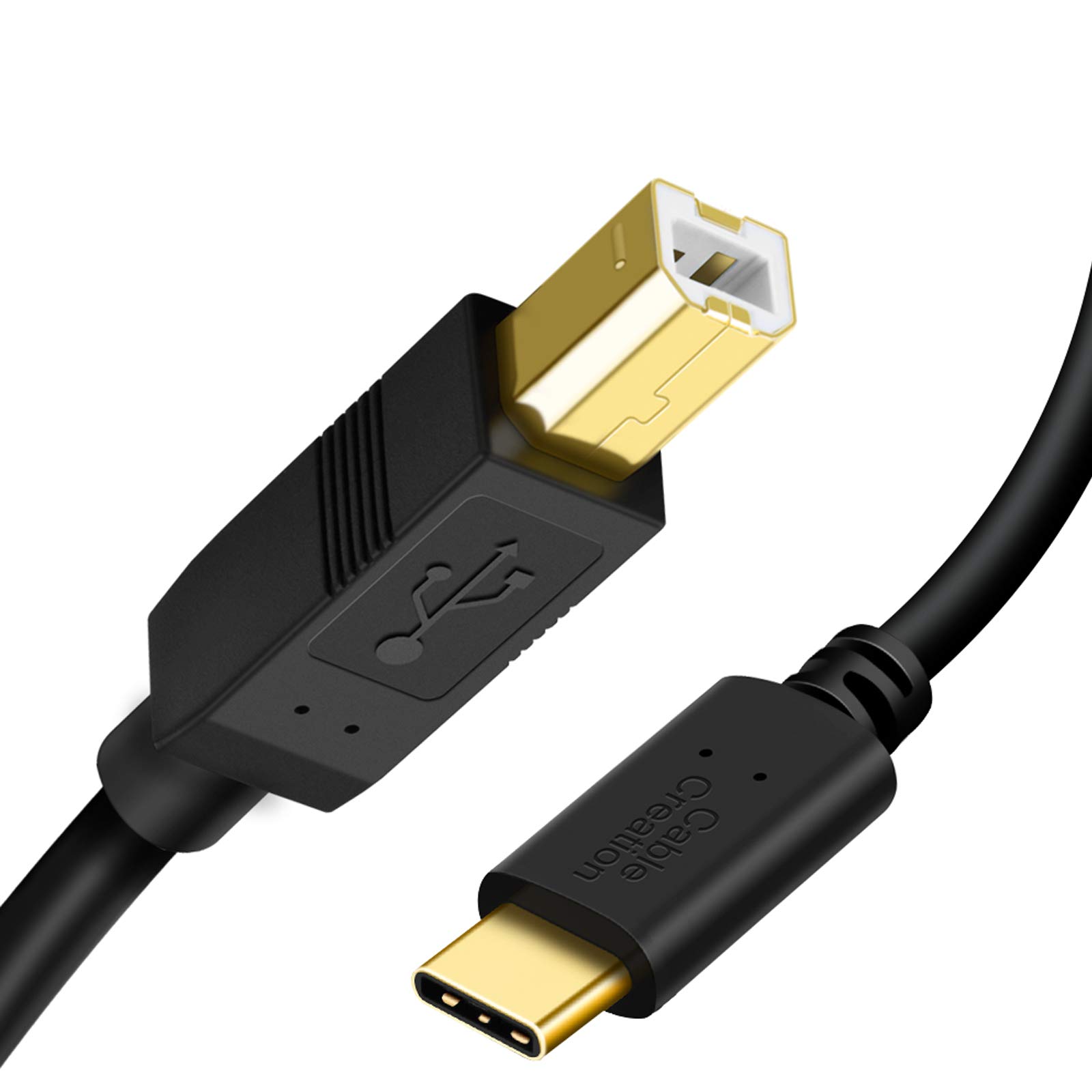 CableCreation Cabo USB B para USB C para impressora, 2 metros | cabo Tipo B para Tipo C para MacBook Pro, Air, cabo MIDI para piano digital Yamaha Casio, controlador de DJ, DAC, preto