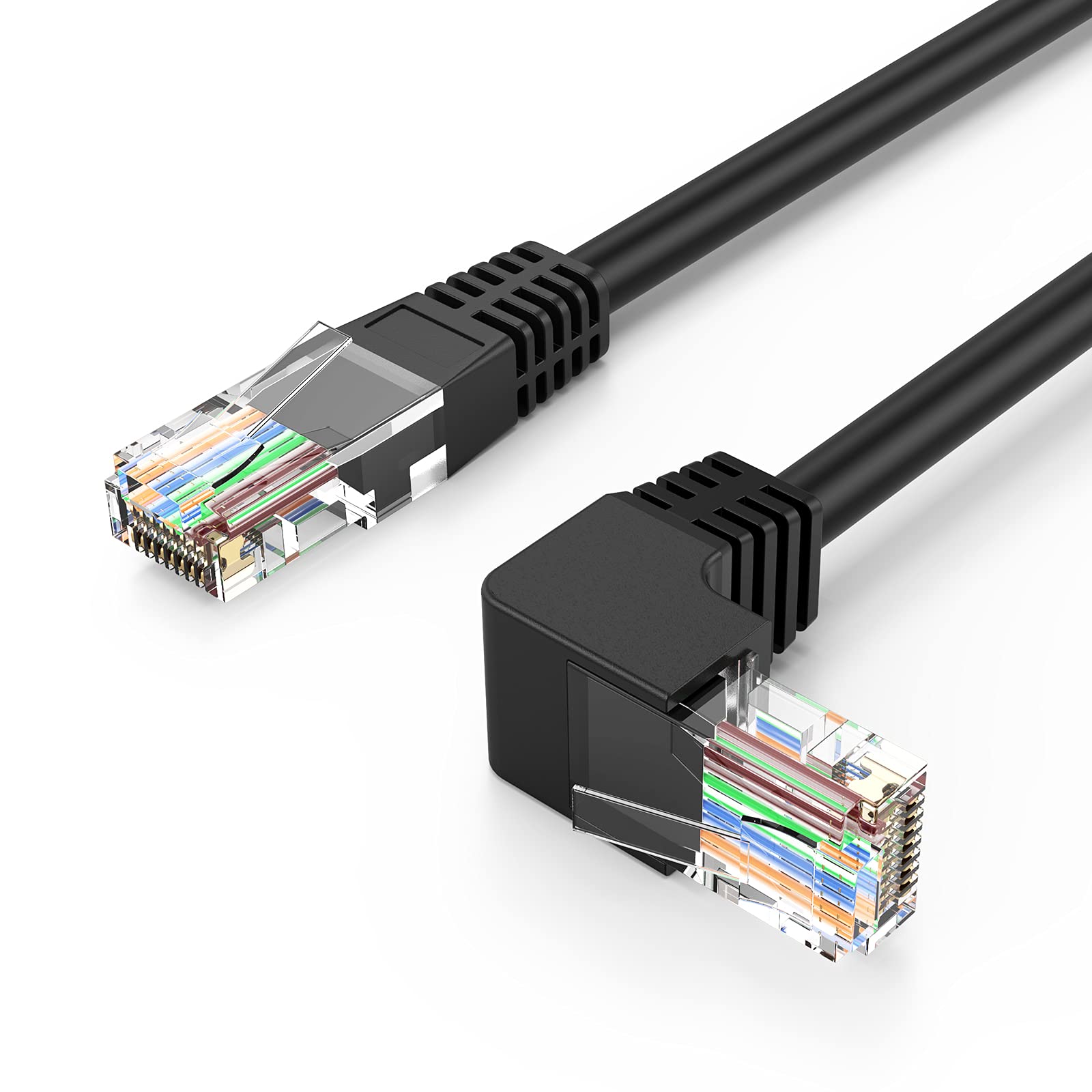 CableCreation Cabo de rede Ethernet CAT6 1 metro, Cabo de rede Gigabit RJ45 | ângulo de 90 graus para baixo, até 250 MHz 1 Gbps para PC, roteador, modem, impressora, PS4, PS3