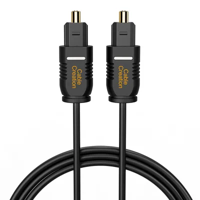 CableCreation Cabo de áudio digital óptico de 3 metros, Cabo óptico | Cabo óptico S/PDIF banhado a ouro de fibra óptica fina Toslink para home theater, barra de som, TV, console de jogos, preto