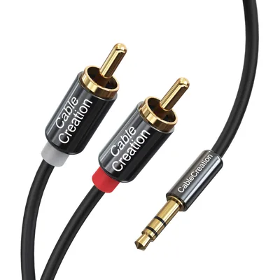 CableCreation Cabo RCA de 3,5 mm para RCA 2 metros, cabo RCA divisor Y | estéreo de 3,5 mm para 2RCA para Echo Dot, smartphone, MP3, tablet, receptor estéreo, carro, alto-falante, HDTV