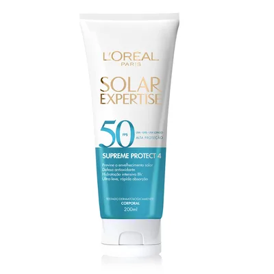 L'Oréal Paris Solar Expertise Supreme Protetor Solar Corporal FPS 50, com Mexoryl X4, Hidratação Intensiva 8h e Ação Antioxidante, Pele Macia e Toque Aveludado, 200ml