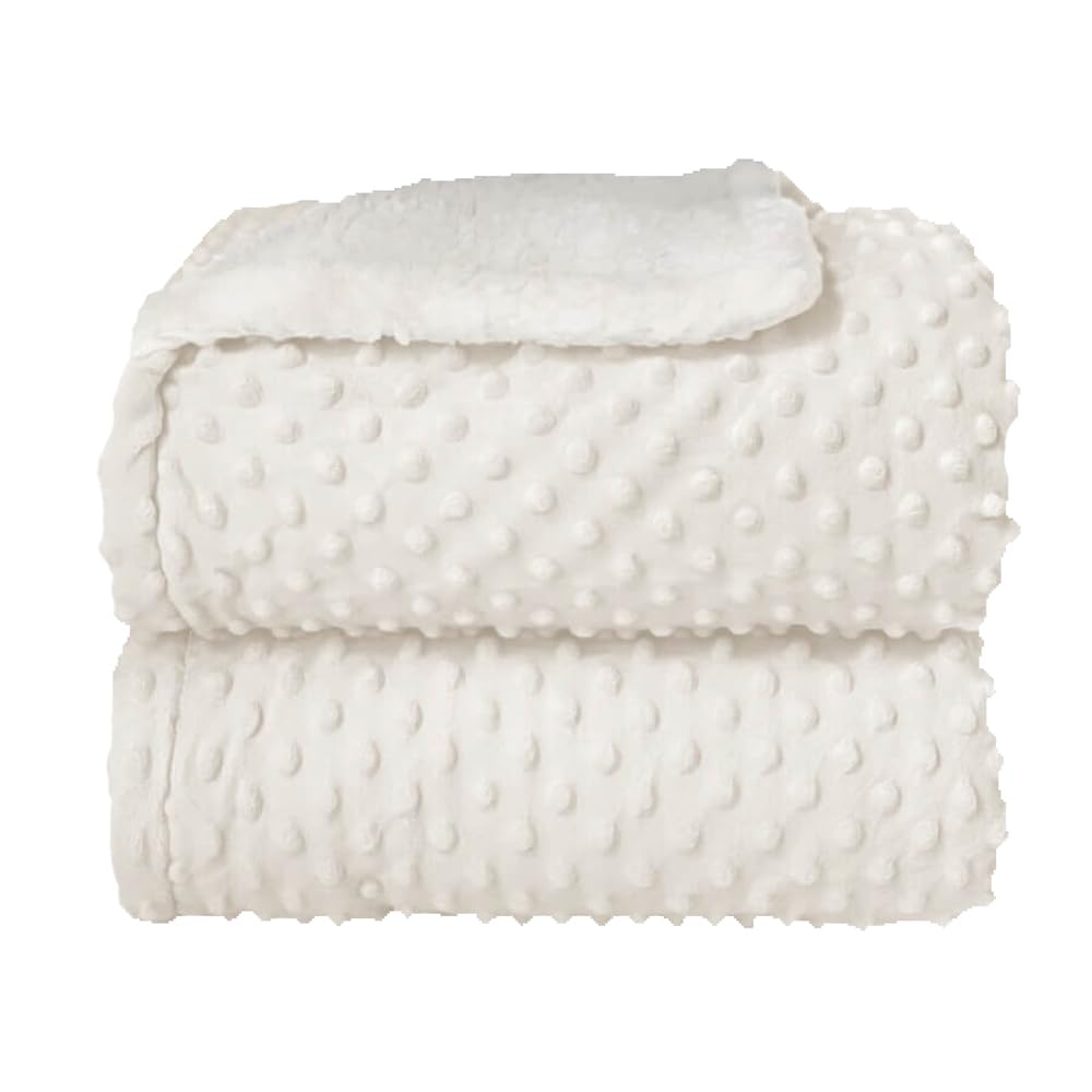 Cobertor Donna Laço Bebê Plush com Sherpa Dots Bolinhas Branco