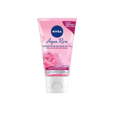 NIVEA Sabonete Facial em Gel Aqua Rose 150ml, Limpeza Profunda, Remove Maquiagem, Purifica e Refresca, Água de Rosas Orgânica, Todas as Peles