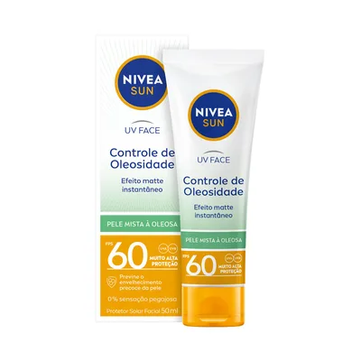NIVEA SUN Protetor Solar Facial UV Face Controle de Oleosidade FPS 60 50ml, Muito Alta Proteção UVA/UVB, Efeito Matte, Controle do Brilho, Cuidado Diário