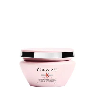 Kérastase Genesis Masque Reconstituant, Máscara Antiqueda, Cabelos Grossos e Enfraquecidos, Prevenção da Queda, Flor de Edelweiss e Raiz de Gengibre, 200ml