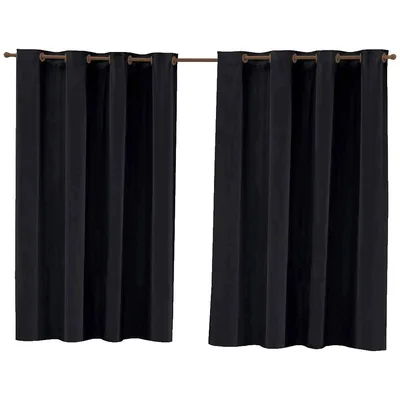 Cortina Blackout Corta Luz para Quarto e Sala com Abertura Central 220cm x 130cm - Preto Paulo Cezar Enxovais