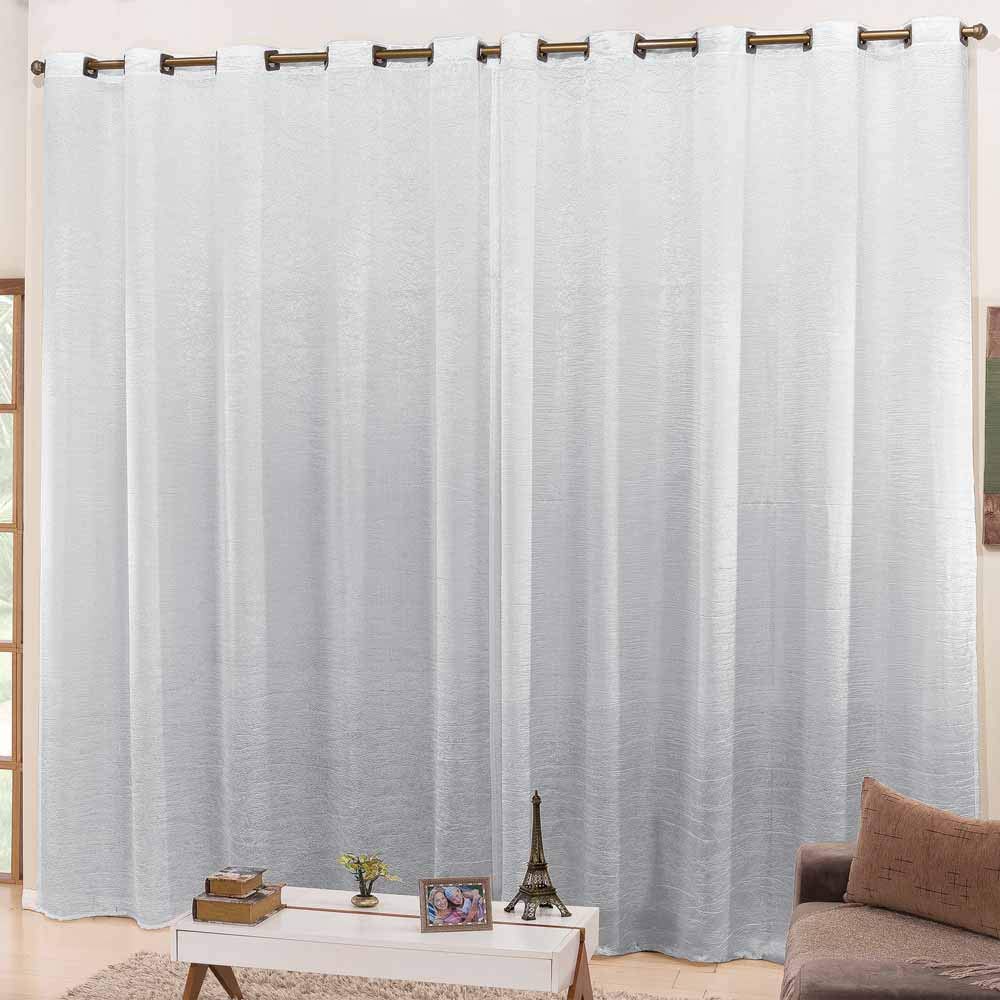 Cortina para Sala e Quarto 3,00m Larg. x 2,50m Altura Tecido Cetim Amassadinho - Branco