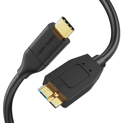 CableCreation Cabo curto USB-C para Micro B de 0,6 metros, 10G | Cabo de disco rígido externo Micro B para USB-C para iPhone 15/16/17, Galaxy S24, MacBook Pro/Air, iPad e tablets