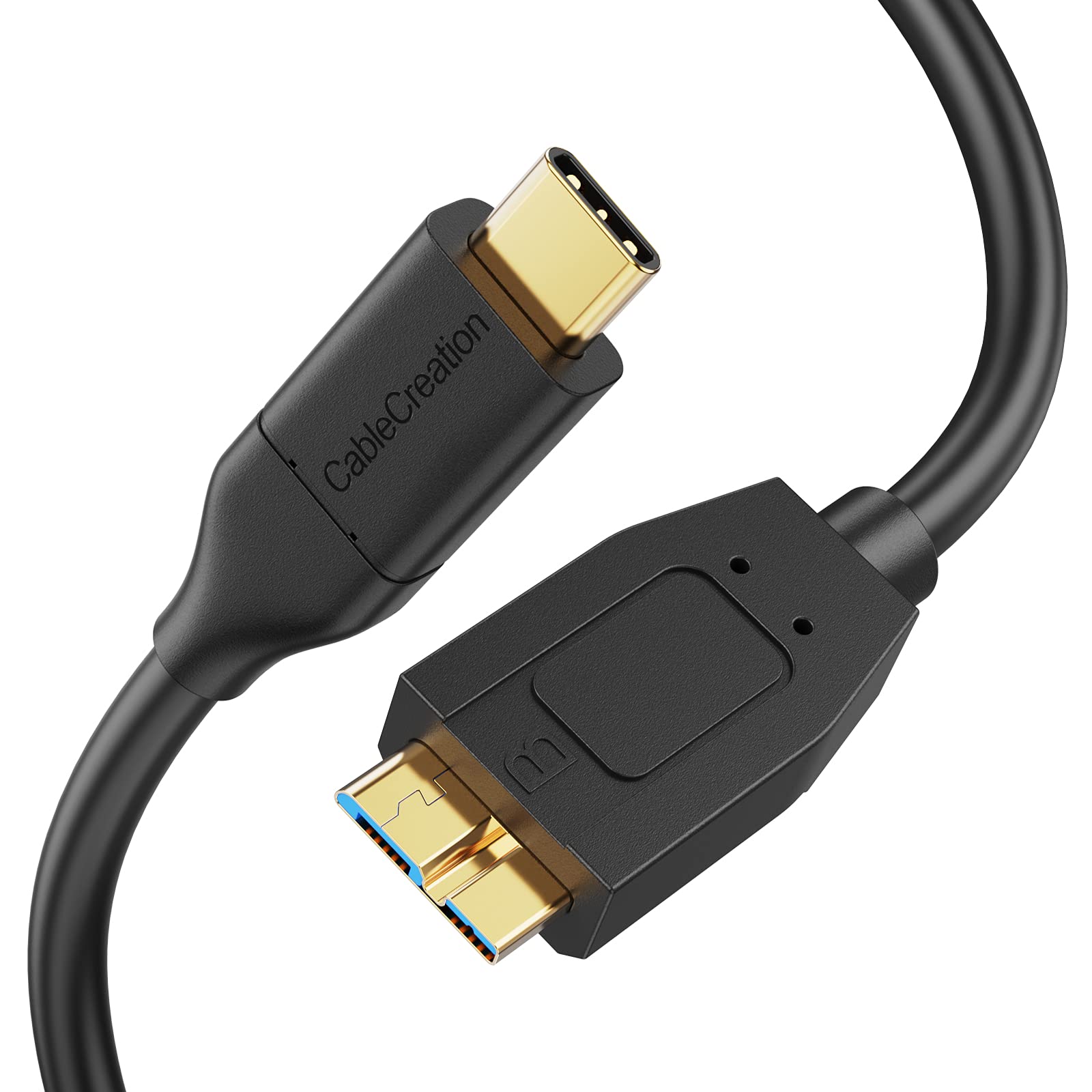 CableCreation Cabo curto USB-C para Micro B de 0,6 metros, 10G | Cabo de disco rígido externo Micro B para USB-C para iPhone 15/16/17, Galaxy S24, MacBook Pro/Air, iPad e tablets