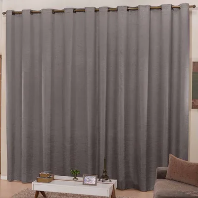 Cortina para Sala e Quarto 4,00m Larg. x 2,70m Altura Tecido Cetim Amassadinho - Chumbo