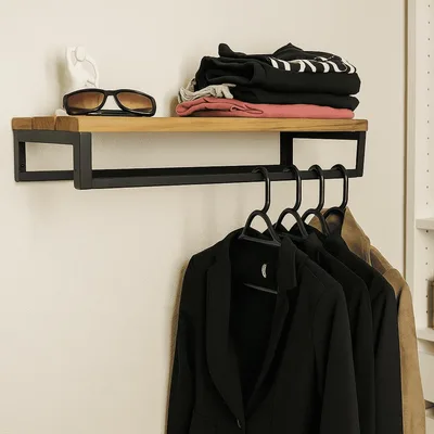 Cabideiro Strassis Design SD-5012 Metal e Madeira Cor: Preto