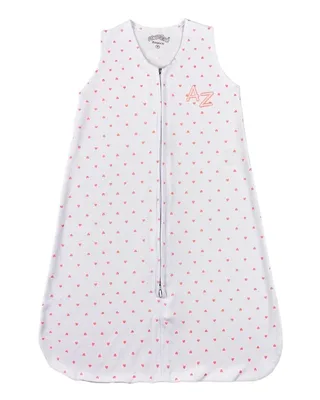 Saco de Dormir para Bebê Menina em Suedine Algodão Fio 40 Estampado – Saco de Dormir com Estampa de Corações (Branco,P)