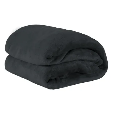 Cobertor Queen Manta Microfibra Fleece 01 Peça (Toque Aveludado) - Chumbo | Manta ultramacia com Acabamento em bainha nos 04 lados
