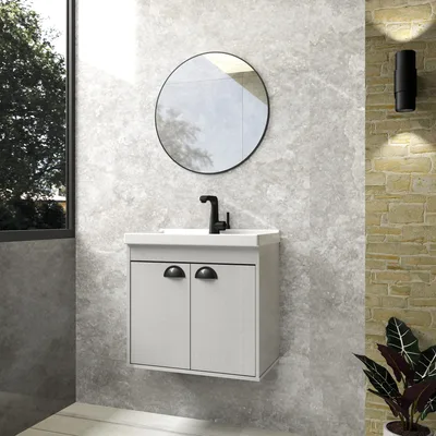 RIVERZZA Gabinete Armario para Banheiro 100% MDF com Cuba - Siena Lineo 50cm