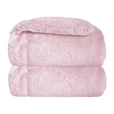 Cobertor Donna Laço Bebê Plush com Sherpa Ferrete (Rosa Bebê)