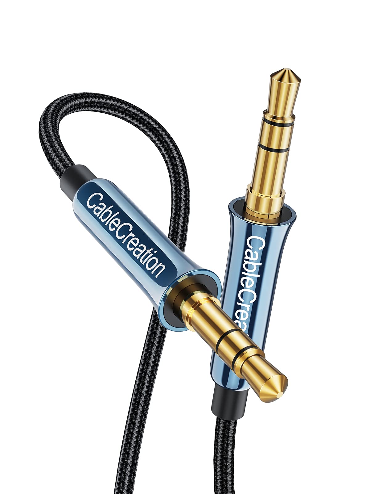 CableCreation Cabo de áudio de 3,5 mm 0,45 metros, macho para macho, Hi-Fi | cabo auxiliar estéreo de 1/8 de polegada para fone de ouvido, carro, celular, alto-falante, laptops, telefone, azul