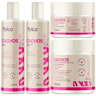 Apse Cachos Shampoo e Condicionador e Máscara e Ativador
