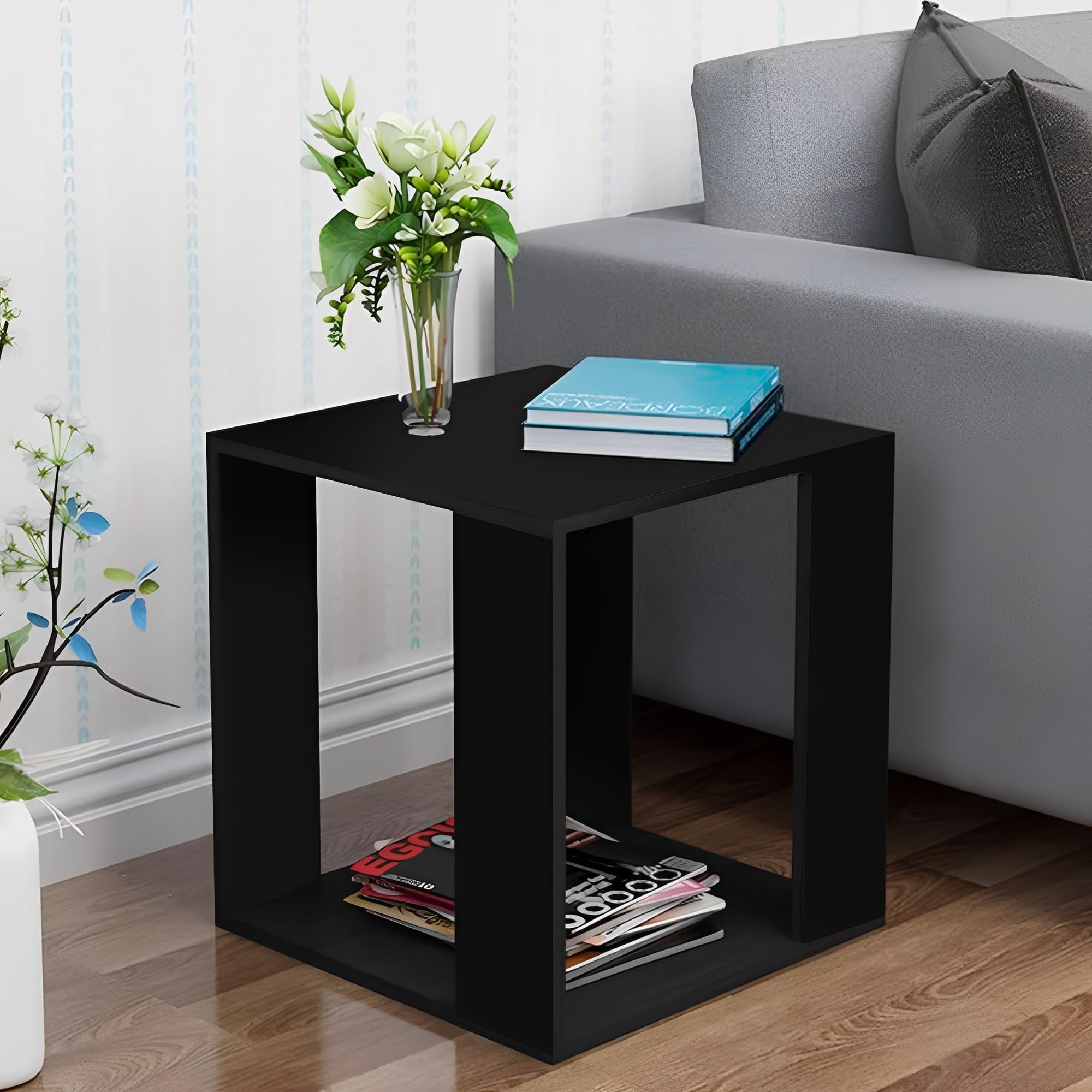 Mesa De Centro Sala Decorativa Apoio Lateral Mdf Mesinha Auxiliar Móveis Decoração (Preto)