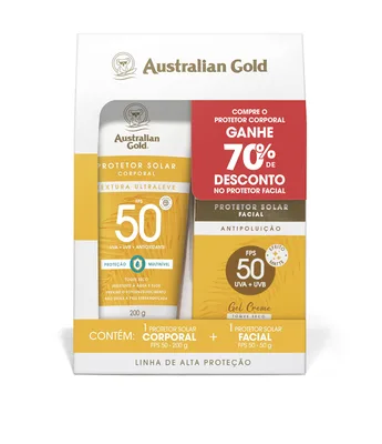Australian Gold Promopack Protetor Solar Gel Creme Corporal/Facial FPS 50 200 G/ 50 G