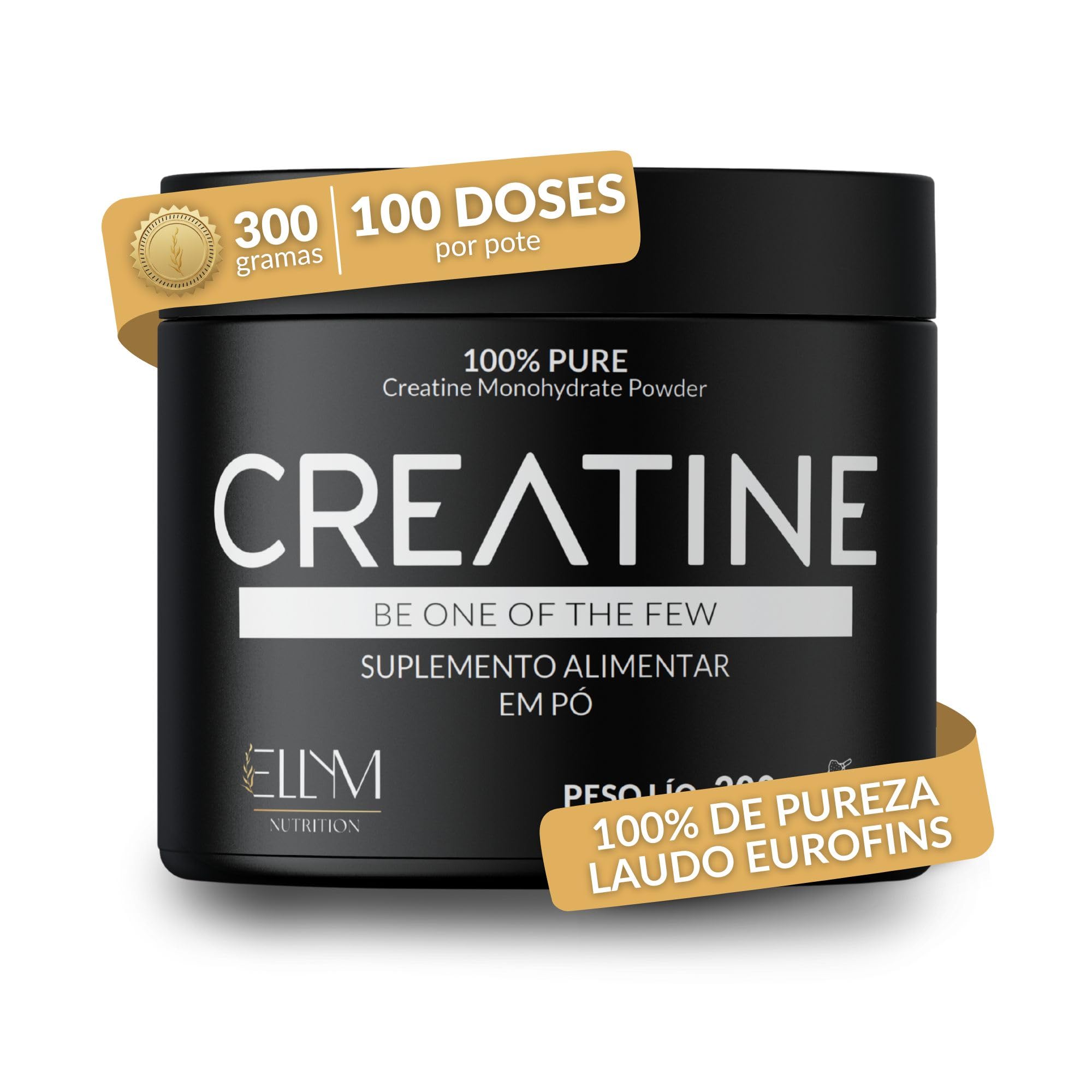 Creatina 300g Pura Monohidratada ELLYM NUTRITION Suplemento Alimentar Premium de Alto Rendimento 100% Pureza