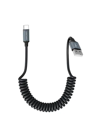 CableCreation Cabo USB-C espiralado, Cabo USB-A para USB-C espiralado | cabo de carregamento tipo C para CarPlay e Android Auto, iPhone 16, 15, Galaxy S24/S23, Pixel, tablet