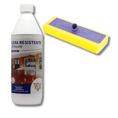 Cera Piso Madeira Brilhante Resistente 1L W&w + Aplicador