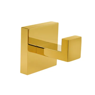 Gancho de Banheiro em Aço Inox SUS304, Quadrado, Dourado de Parede