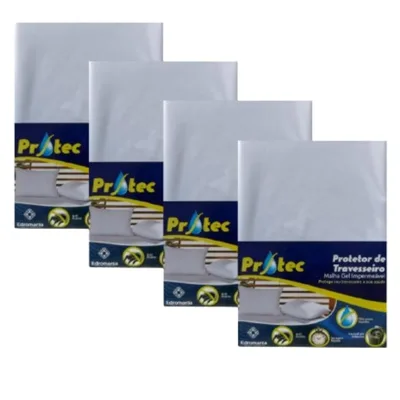 Kit Com Capas Protetora para Travesseiro Impermeável Branca 50cm X 70cm Com Zíper - 2 ou 4 Unidades (Kit 4 Capas)