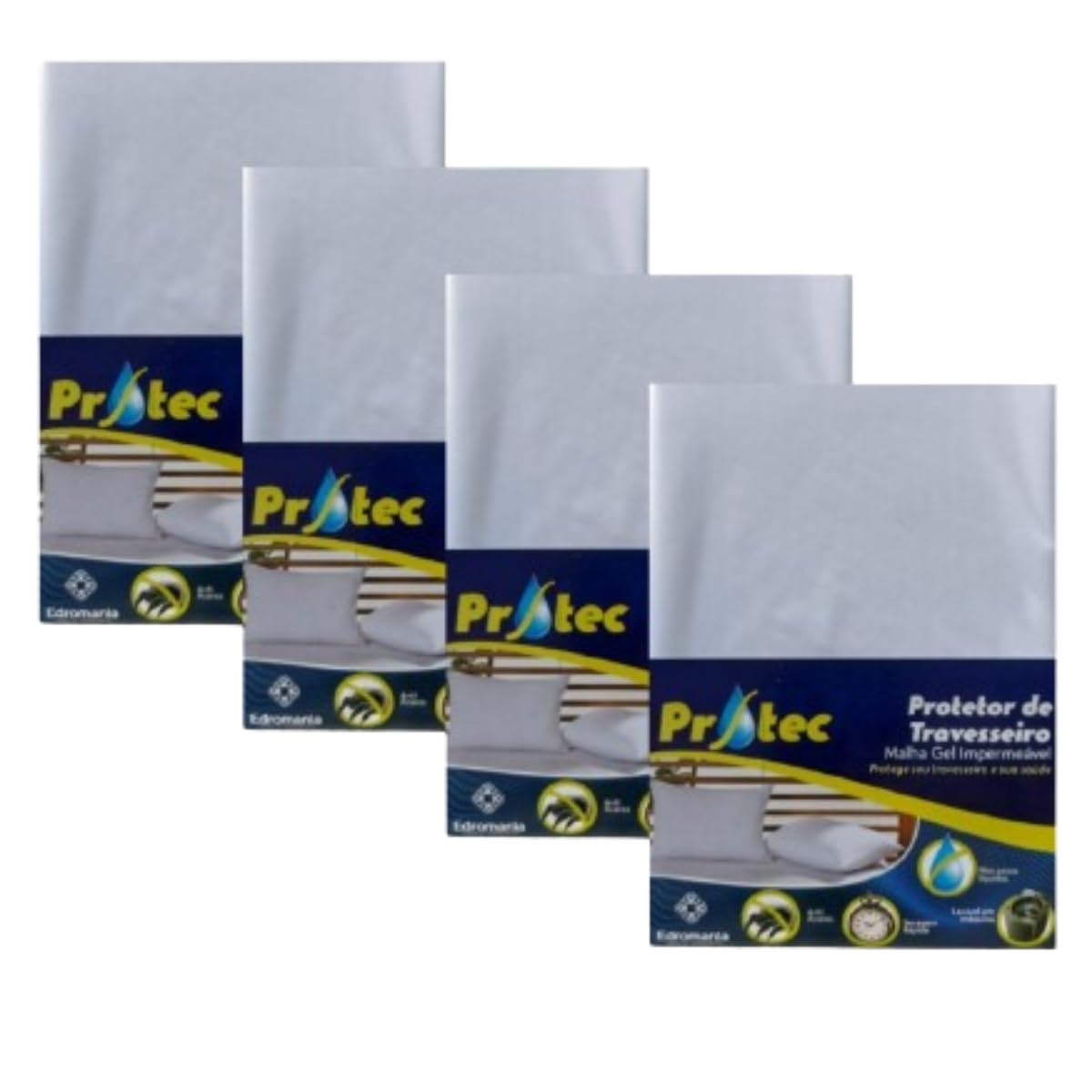 Kit Com Capas Protetora para Travesseiro Impermeável Branca 50cm X 70cm Com Zíper - 2 ou 4 Unidades (Kit 4 Capas)