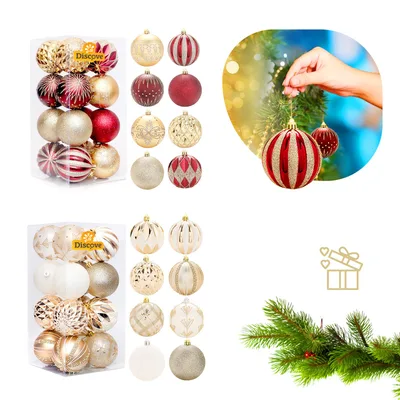 Kit 16 Bolas Enfeites de Natal Decoração para Árvore Natalina Bolinha Champanhe Glitter Festas Lojas 8cm