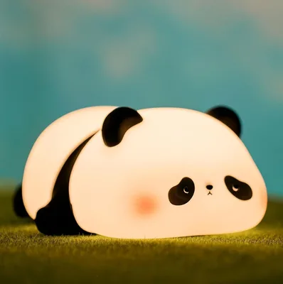 Luminária Panda Dormindo LED Decorativo Para Quarto – Luz Noturna USB com Brilho Ajustável, Ideal para Bebês, Crianças e Decoração Criativa, Abajur de Panda