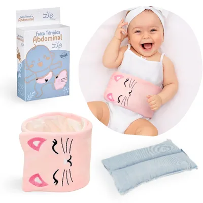 Bolsa Termica Faixa De Sementes Ervas Para Bebe Colica Gases Dor de Barriga (Rosa)