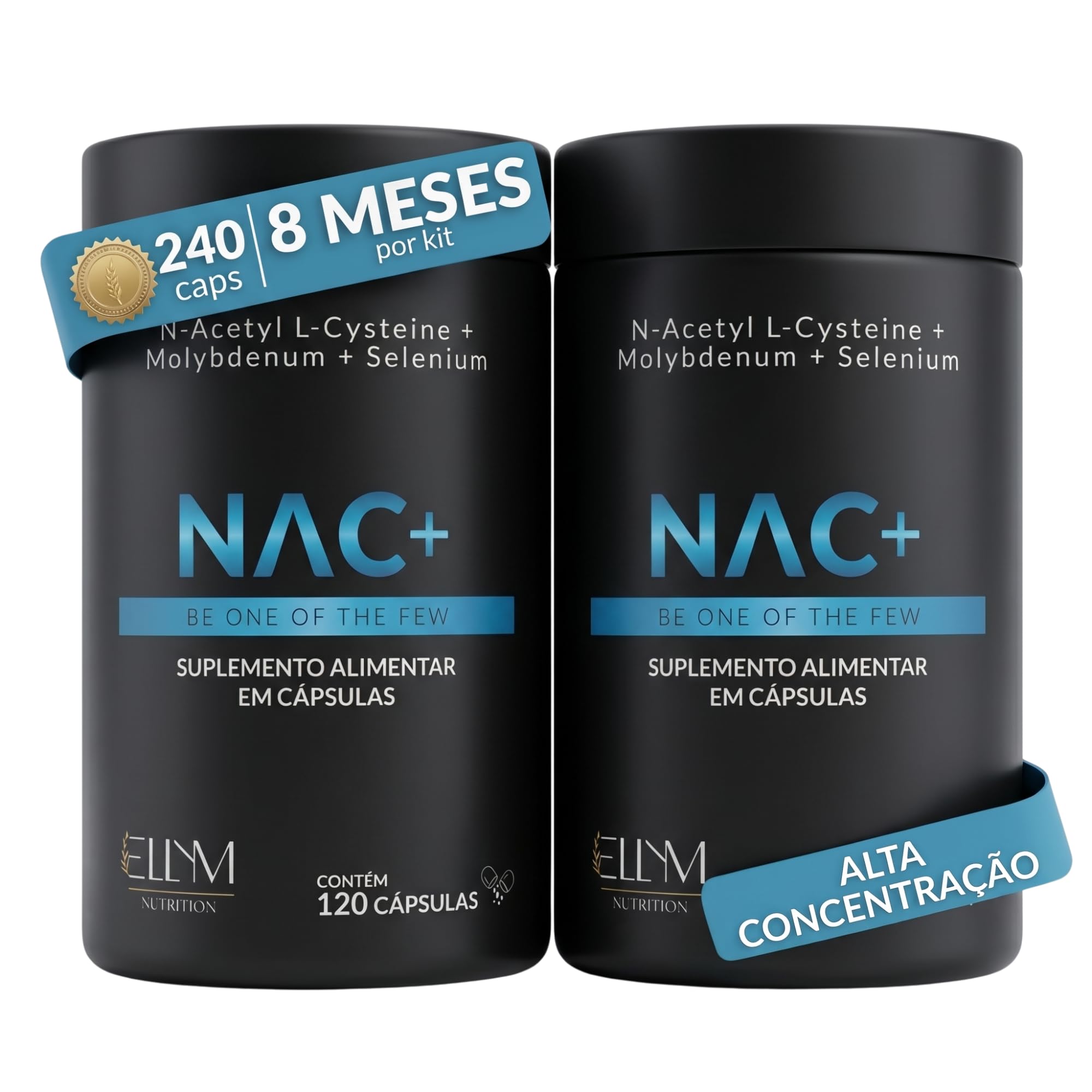 NAC N-Acetil L-Cisteína 600mg + Selênio + Molibdênio 240 Cápsulas Ellym Nutrition Alta Concentração