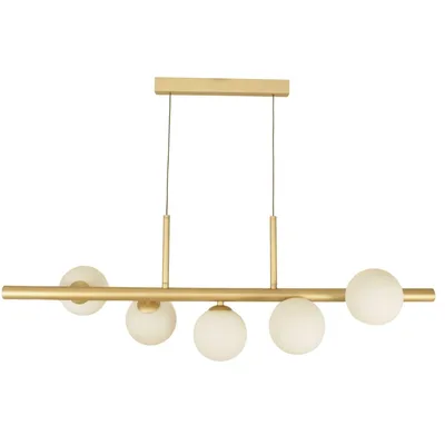 Pendente Jabuticaba Moderno 5 Globos de Vidro Alumínio Dourad Base G9 Fio Regulável 2m Decoração Interior