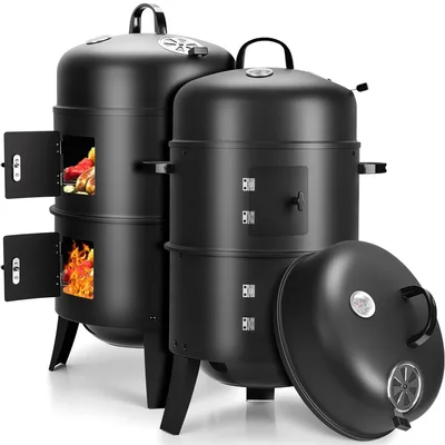 Churrasqueira Inox a Carvao, Forno 51.5cmx81.5cm, Prato de Assado 37.5cmx8.5cm, Churrasqueira Portatil, Termômetro Claramente Visível
