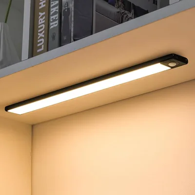 3 Cores Regulável Led Luminária USB Recarregável Lâmpada Sensor De Movimento Luz para cozinha e Sala(tipo de linha,80CM/3 Cores（prata))