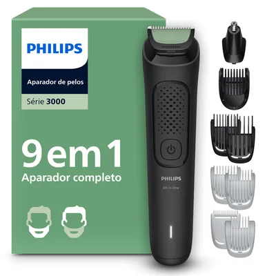 Philips Aparador e Barbeador Elétrico Série 3000 All-in-One 9 em 1 | Versatilidade para cuidar do visual completo | Rosto, cabelo e corpo |60 min sem fio | Lâminas autoafiáveis | MG3927/15