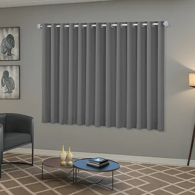 Cortina Blackout Quarto Sala e Janela 2,20m x 1,30m Solaris Chumbo | Blecaute em Tecido, Cortina Curta com Ilhós Cromado