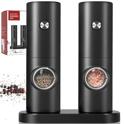 Kit 2 Moedores, Moedor de Pimenta, com Recipiente de 70 ml Luz Led, Moedor Pimenta, Moedor de Pimenta Eletrico, Moedor de Pimenta E Sal, Moedor de Sal Grosso, Pilhas Não Incluídas, Requer 4 Pilhas AAA
