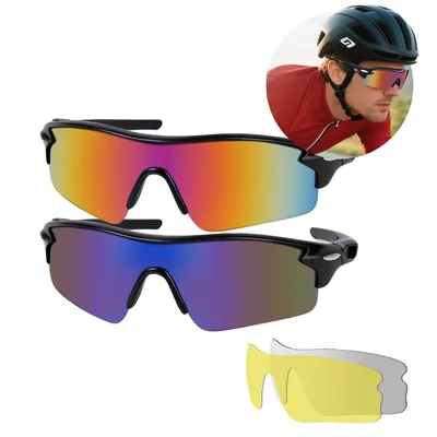 Trailabo Óculos de Sol Esportivos, Óculos de Ciclismo, Proteção UV, com Lentes Âmbar e Cinza, Polarizadas, Adequadas para Ciclismo, Corrida e Atividades ao Ar Livre